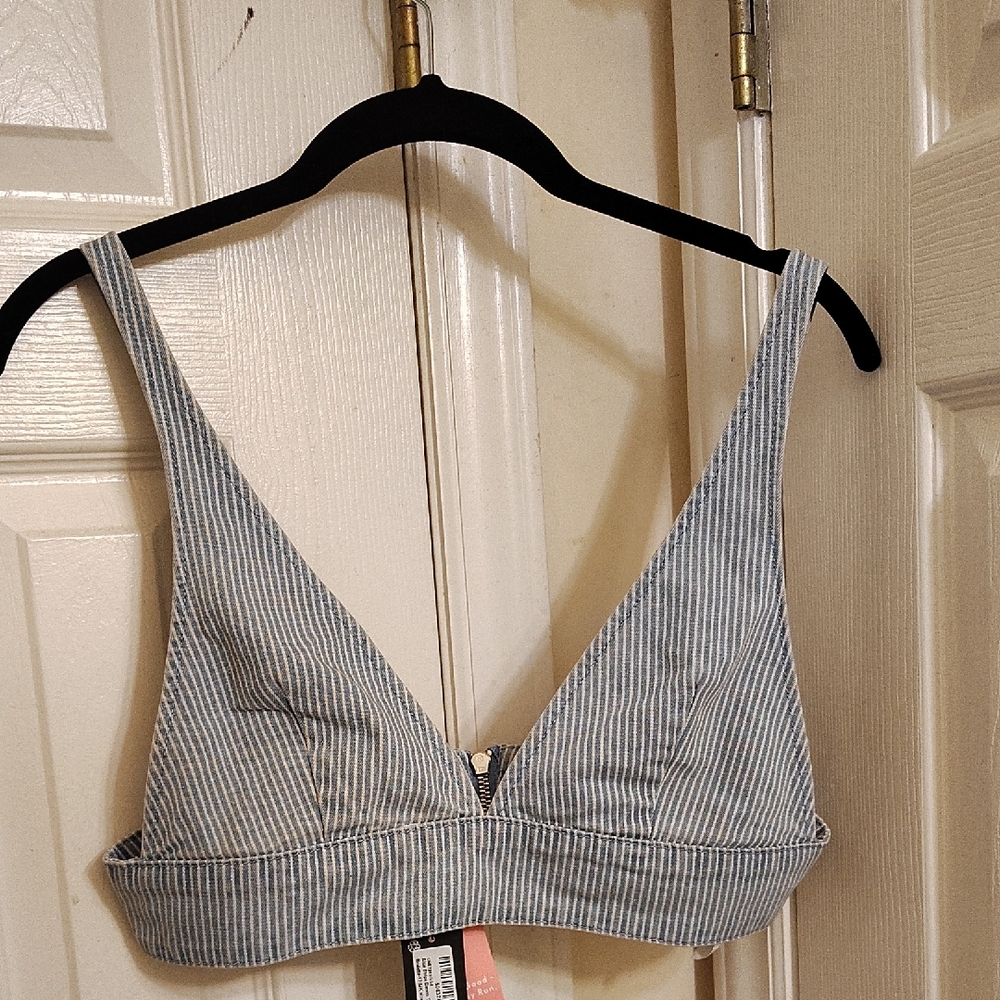 Blue and White Striped Bralette